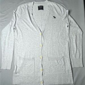Abercrombie & Fitch Light Gray V-Neck Cardigan